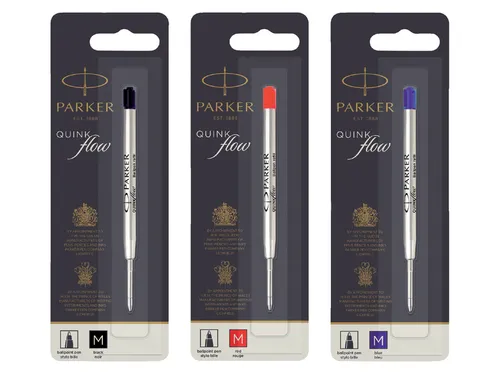 Balpenvulling Parker Quinkflow medium blauw blister à 1 stuk