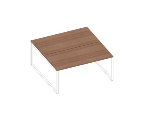 benchtafel,HxBxD 730x1600x1600mm,blad canaletto-hout,sledeframe wit