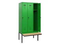 locker met bank,HxBxD 1950x900x815mm,3vak,vak B 300mm,draaigrendel