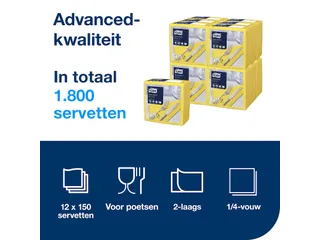 Tork 477901 Dinnerservet 39x39cm 2-laags 1/4 vouw 12x150st Geel - 5