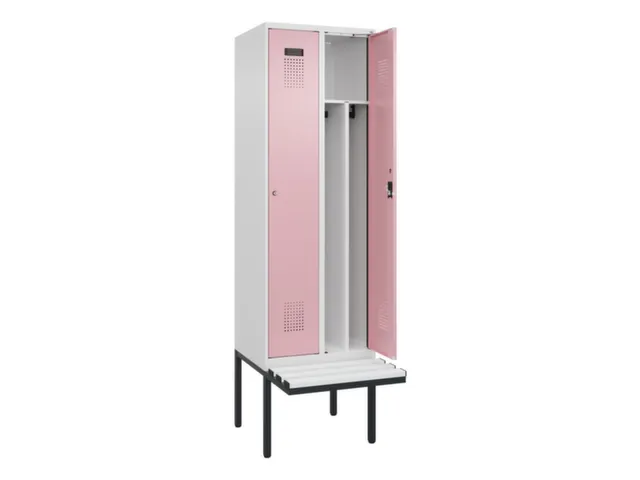 locker met bank,voor scheiding van kleding,HxBxD 2120x600x815mm,2vak