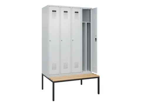 locker met bank,voor scheiding van kleding,HxBxD 2120x1200x815mm,4vak