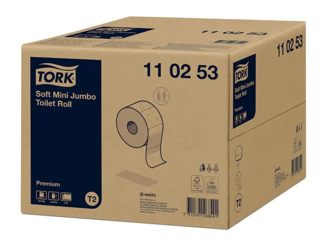 Toiletpapier Tork Mini Jumbo T2 premium 2-laags 170mtr wit 110253