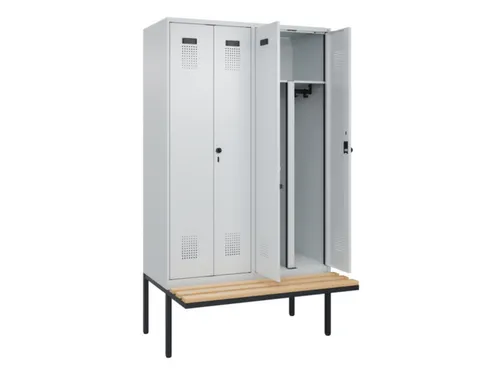 PBM-locker met bank,HxBxD 2120x1200x815mm,4vak,vak B 300mm