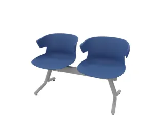 Wachtkamerbank 2Zittingen Kunststof Kuipen Blauw Frame Antraciet - 2