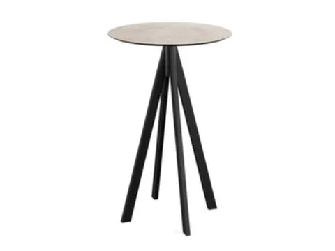 statafel,HxØ 1090x700mm,rond,4voeten zwart,blad HPL Moonstone