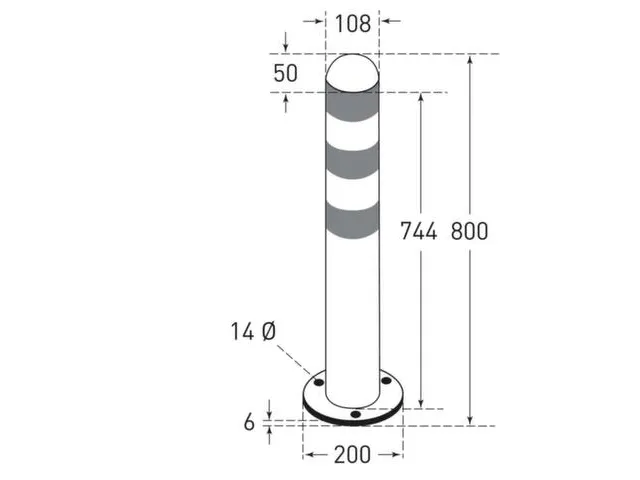 Afzetpaal,v. laadzuilen,Halve kogelkop,HxØ 800x108mm