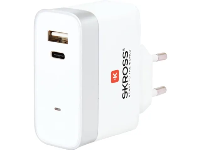 SKROSS -MUV USB AC65PD Con Cable USB-C  160 Cm  - Adaptador De Viaje Universal De 2 Pines 1 X Usb C Y 1 X Usb 65 W Voltaje Y Potencia 100 V 250 W250 V 625 W Para Portatiles Tabletas Y 80277104