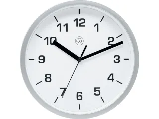 wandklok NXT diameter 20cm kunststof zilver, witte wijzerplaat cijfers - 1