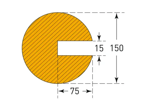 profielbescherming,cirkel,LxØ 1000x150mm,EVAC-schuim,geel/zwart