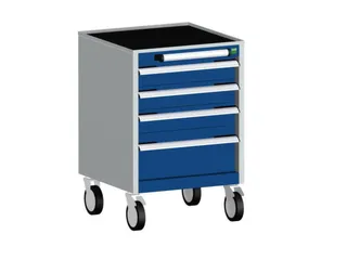ladekast verrijdbaar 780x525x525mm 4laden RAL7035 front RAL5010 - 1