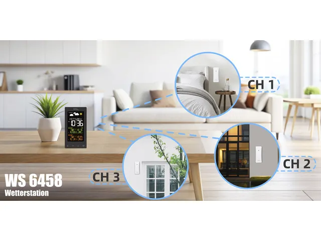 Weerstation Technoline WS 6458 83x152x36 mm zwart met 1 buitensensor