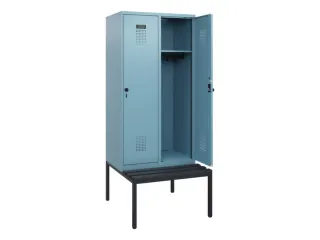 locker met bank,HxBxD 1950x800x815mm,2vak,vak B 400mm,draaigrendel - 1