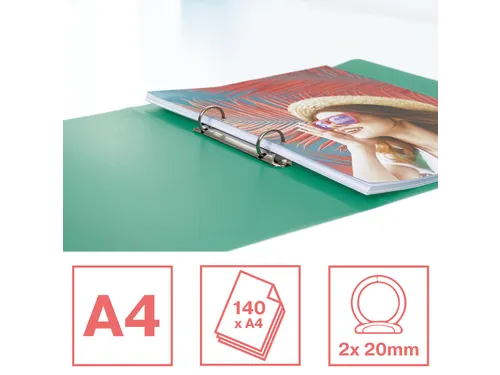 Colour'Breeze ringmap, 2 ringen, PP, ft A4, met soepele kaft Groen