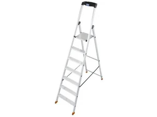 trapladder,eenzijdig,7treden,bordes met profiel,Stand H 1,5m