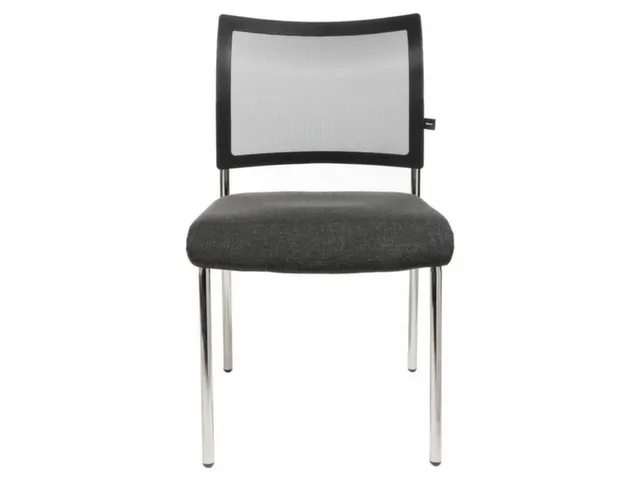 Bezoekersstoel Zitting Antraciet Stof Rugleuning Netbekleding Zwart