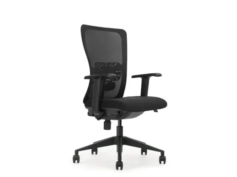 Bureaustoel serie 250 NEN-EN 1335 Zwart Mesh en Zwart voetkruis