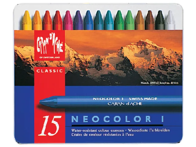 Waskrijt Caran d'Ache neocolor-I 15 stuks assorti