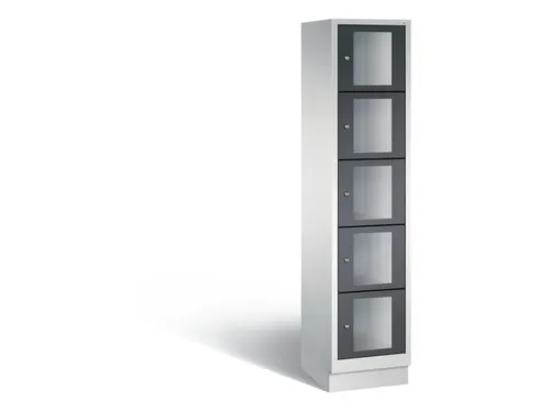 Lockerkast 1800x420x500mm 1x5 vakken Cilinderslot, Sokkel, RAL7021