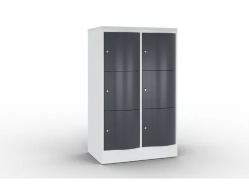lockerkast cil.slot 1255x770x540mm 2x3 vakken RAL7035 front RAL7021