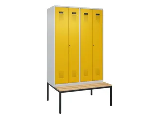 locker met bank,voor scheiding van kleding,HxBxD 2120x1200x815mm,4vak - 2