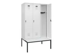 locker met bank,HxBxD 2120x1200x815mm,3vak,vak B 400mm,draaigrendel