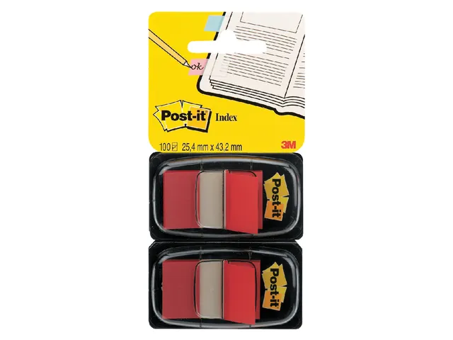 Indextabs 3M Post-it 680 25.4x43.2mm duopack rood
