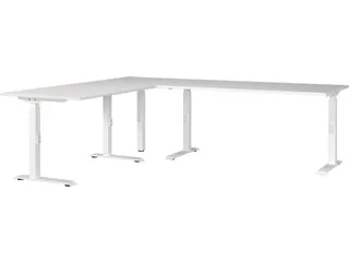 hoekbureau,in h. verstelb.,HxBxD 710-910x2400x2000mm,blad wit - 1