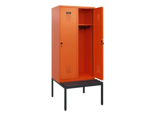 locker met bank,HxBxD 1950x800x815mm,2vak,vak B 400mm,draaigrendel