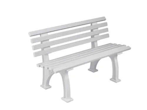 Kunststofbank 740x1200x380mm Zit H 440mm 9 Latten 2 Pootstellen Wit