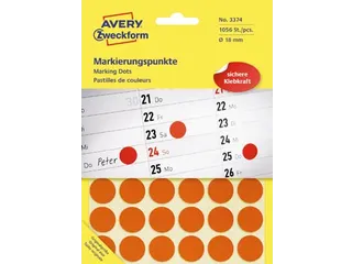 Avery Zweckform Ronde etiketten diameter 18 mm rood 1056 stuks - 1