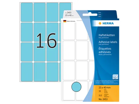 HERMA 2453 Universele etiketten 25x40mm Blauw 512 stuks