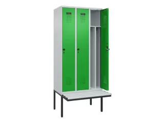 locker met bank,voor scheiding van kleding,HxBxD 2120x900x815mm,3vak - 1
