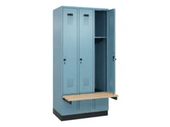locker met bank,HxBxD 1950x900x815mm,3vak,vak B 300mm,draaigrendel