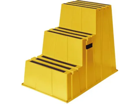 opstapje,bordes H 700mm,3treden m. antislipmatten,HDPE,geel