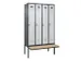 locker met bank,voor scheiding van kleding,HxBxD 2120x1200x815mm,4vak