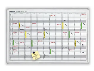jaarplanner HxB 90x120cm magnetisch bord wit m. raster - 1
