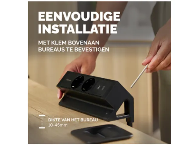 Stekkerdoos Fellowes Power Desk F 2voudig incl USB A en C 2m zwart