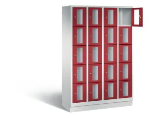 Lockerkast 1800x1190x500mm 4x5 vakken Cilinderslot, Sokkel, RAL3003 - 1