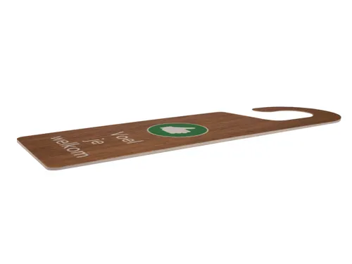 Kunststof deurhanger 250x75mm Voel je welkom - Nu even niet Houtlook