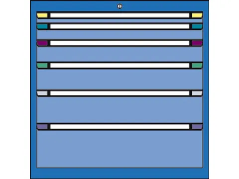 ladekast,HxBxD 800x805x695mm,6lade(n),cil.-slot,RAL7035,front RAL7035