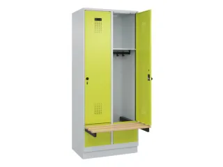 locker met bank,HxBxD 1950x800x815mm,2vak,vak B 400mm,draaigrendel - 1