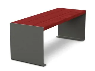 zitbank B 1200mm 3latten Mahonie hout zitting H 450mm staal grijs - 1