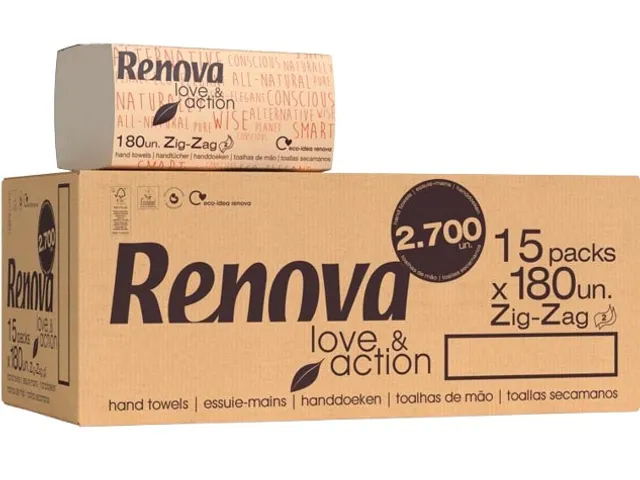 Renova Love & Action papieren handdoeken Z-vouw 2-laags 15x180 vel