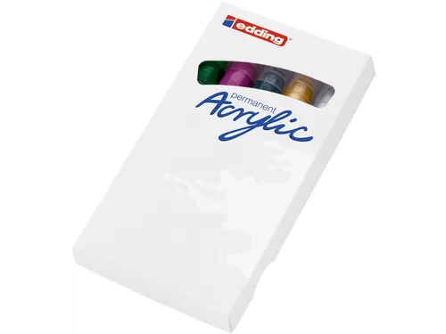 Acrylmarker edding e-5100 medium set van 5 kleuren metallic
