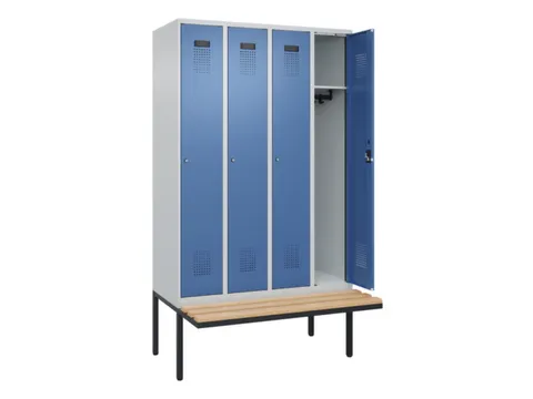locker met bank,HxBxD 2120x1200x815mm,4vak,vak B 300mm,cilinderslot