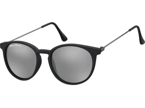 Zonnebril Montana met Revo rond spiegelglas mat zwart