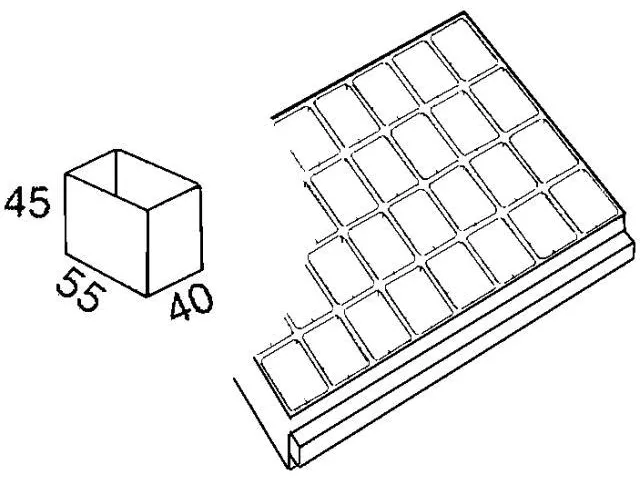 inzetbak,v. Magazijnkast,HxLxB 45x55x40mm,PP