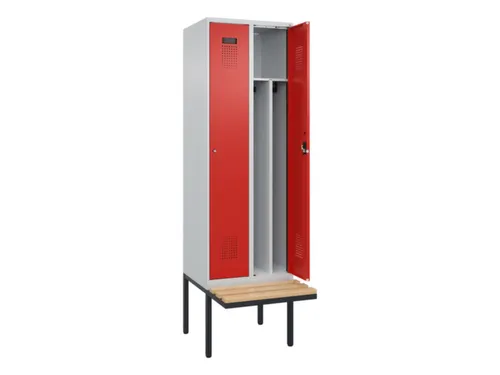 locker met bank,voor scheiding van kleding,HxBxD 2120x600x815mm,2vak