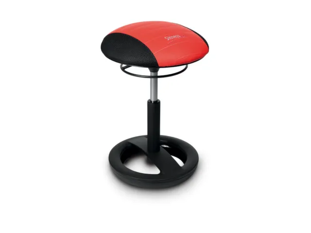 kruk zitting kunstleer/polyester zwart/rood zitting HxØ 440-570x385mm